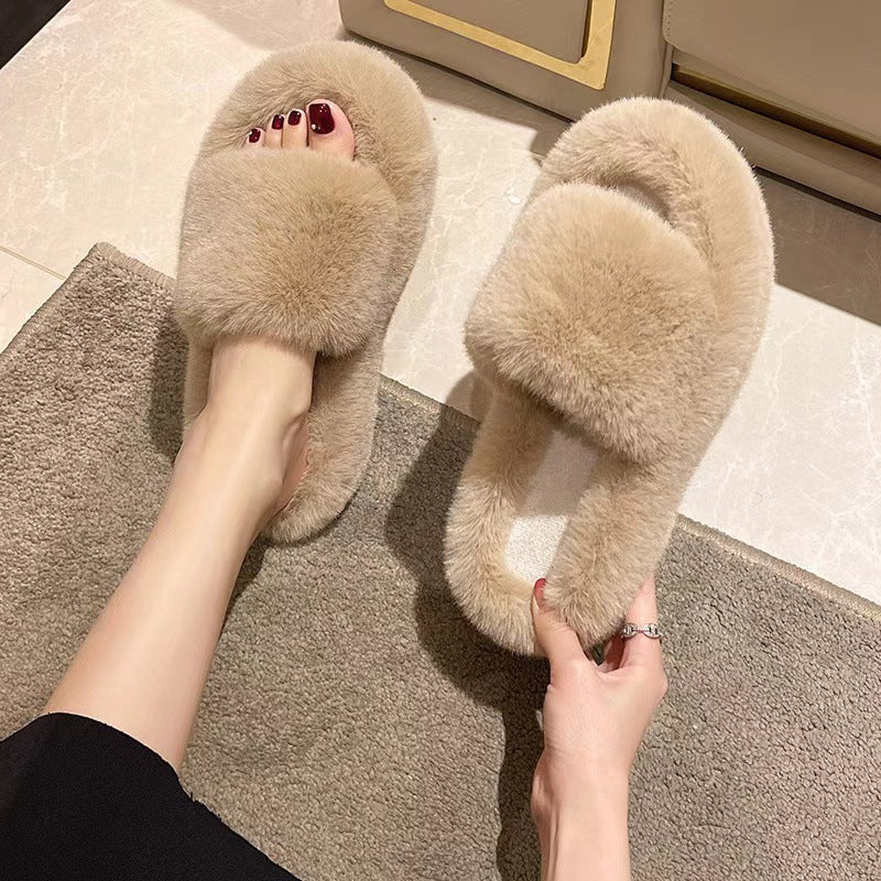 Nuevas pantuflas rizadas para mujer, moda estilo coreano