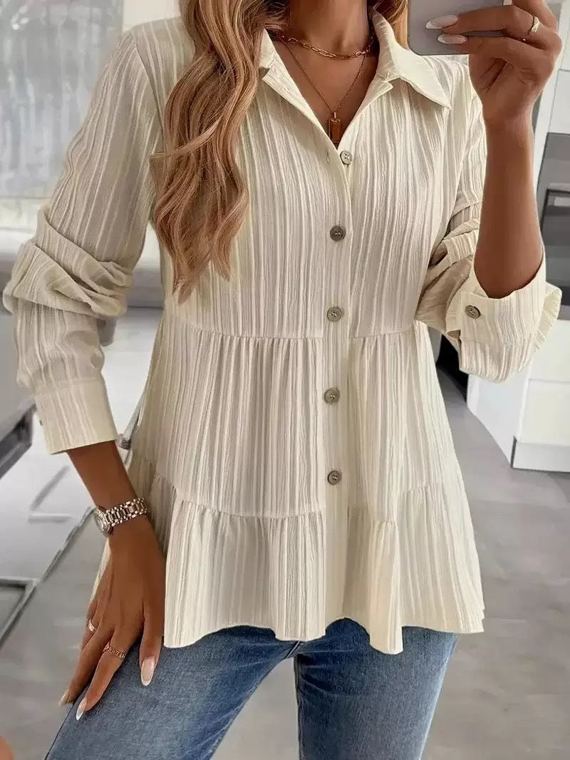 Camisa casual versátil de manga larga para mujer