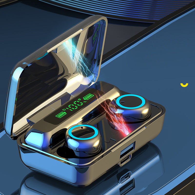 Trådlöst binauralt mini-sportheadset med digital touchskärm och Bluetooth-display