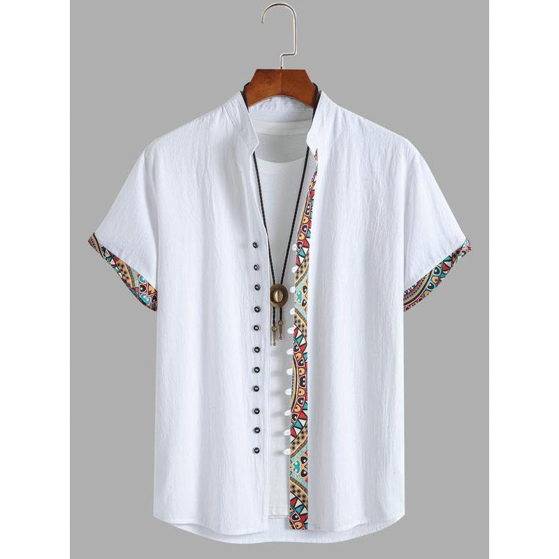 Camisa vintage de manga corta para hombre con estampado