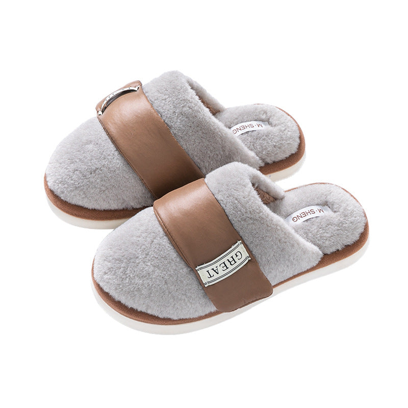 Zapatillas peludas Hook para mujer, otoño/invierno, para casa, con terciopelo, cálidas, para parejas, de algodón