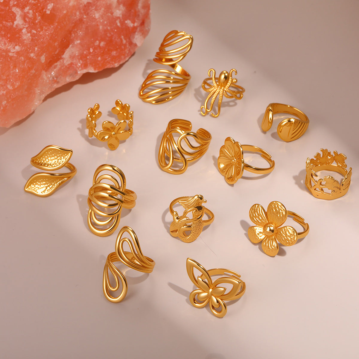 Fashion Geometry Pattern Flower Ocean Ring Open Design Bracelet