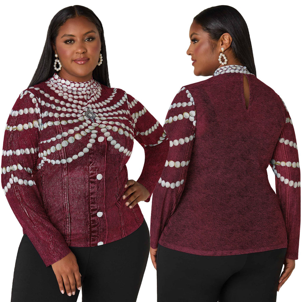 txt
Top casual de otoño nuevo para mujer, talla grande, con estampado