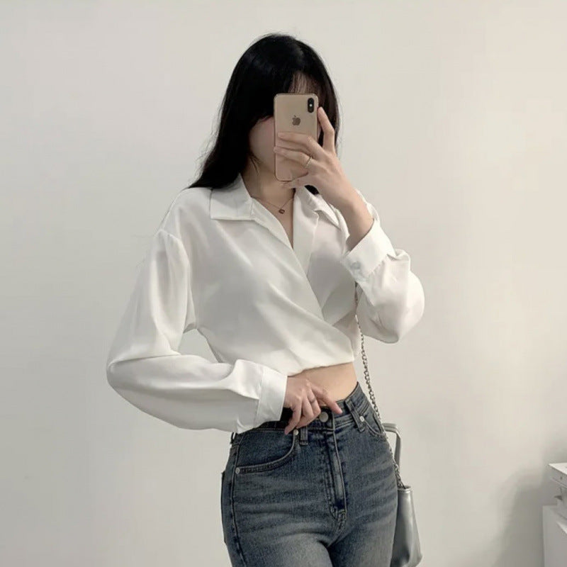 Blusa corta con lazo y abdomen al descubierto para mujer