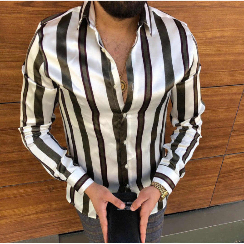 Camisa de manga larga para hombre, estampado casual estilo europeo y americano