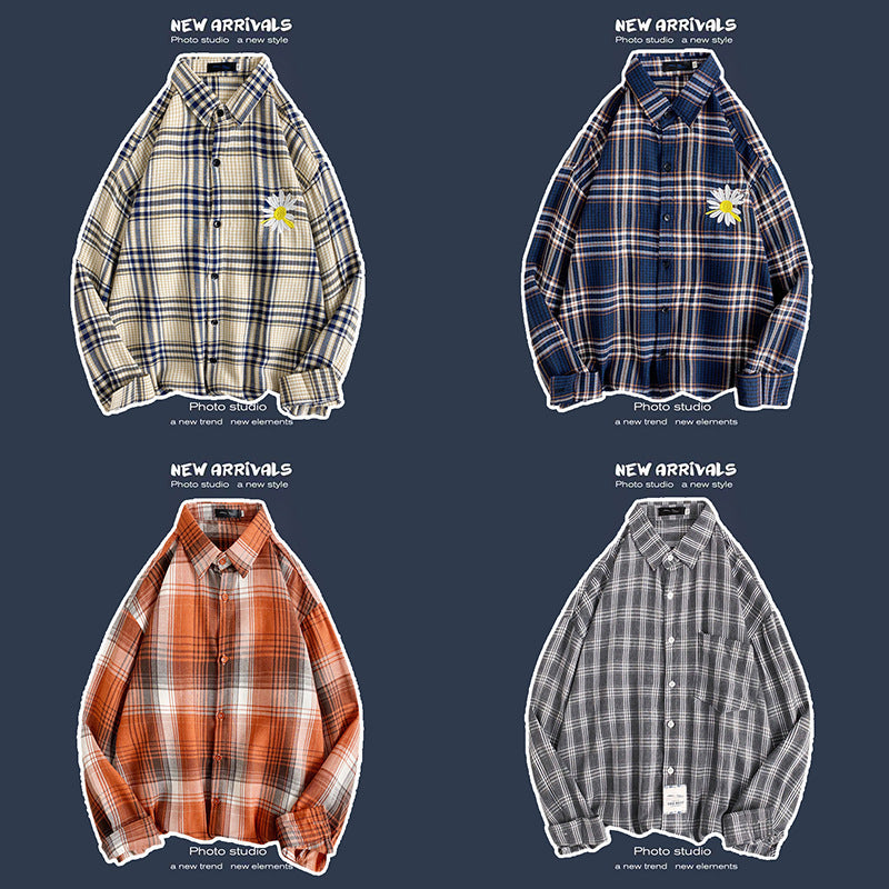 Abrigo retro de cuadros para hombre, holgado y de moda