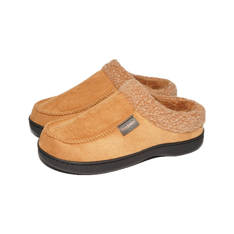 Zapatillas de algodón antideslizantes para hombre, cálidas, de felpa y forradas de fleece, engrosadas para casa en invierno