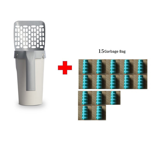 Denna integrerade spade för kattsand är designad för att göra rengöringen av kattlådan enklare och mer hygienisk.