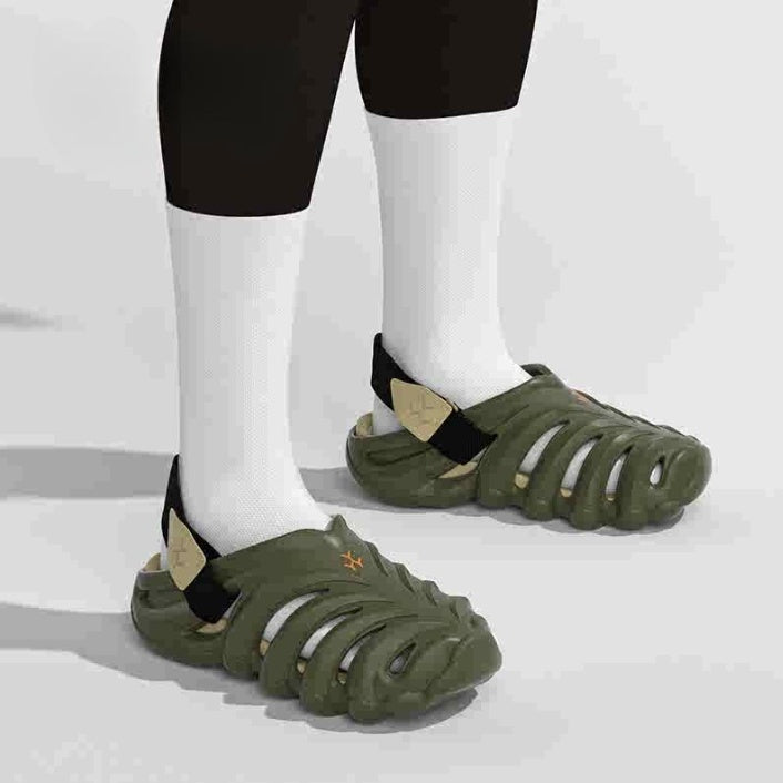 Geschlossene Outdoor-Slipper für den Sommer, Plateausohle, höhenverlängernd, rutschfest, trendige Lochschuhe für Damen und Herren
