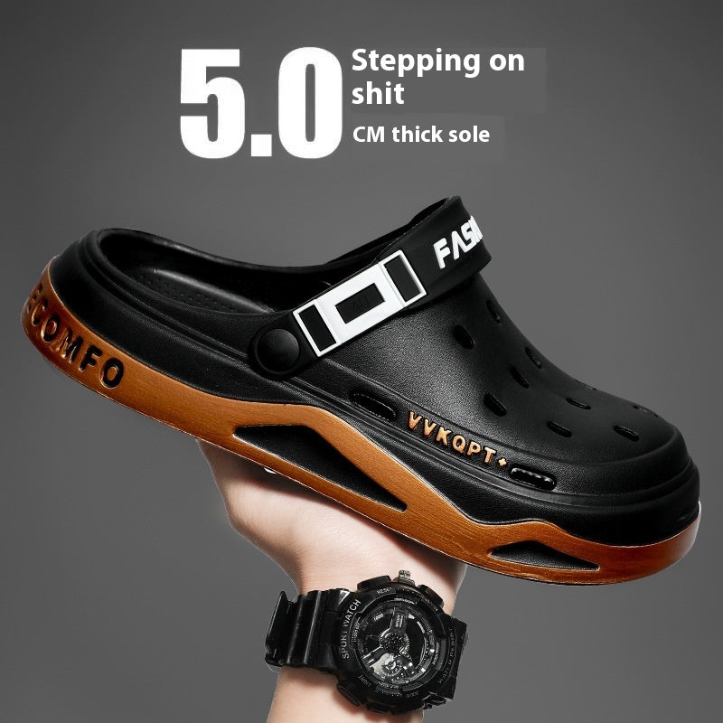 German
Sommer-Sandalen, atmungsaktiv, mit geschlossener Zehenpartie, Herren-Hausschuhe, doppelt nutzbare Strandschuhe