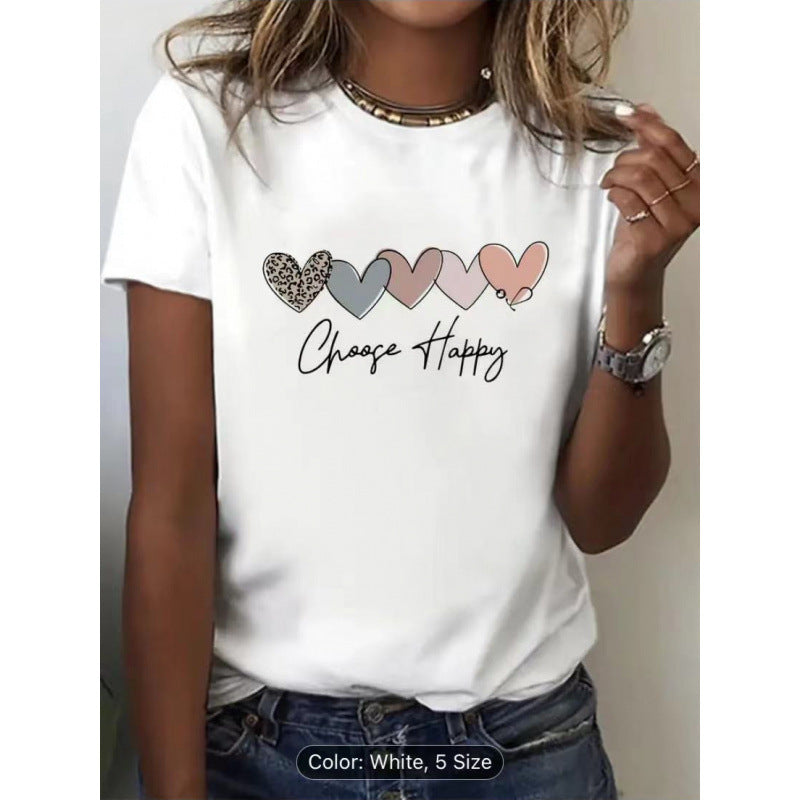 Round Neck Short Sleeve Women's T-shirt
