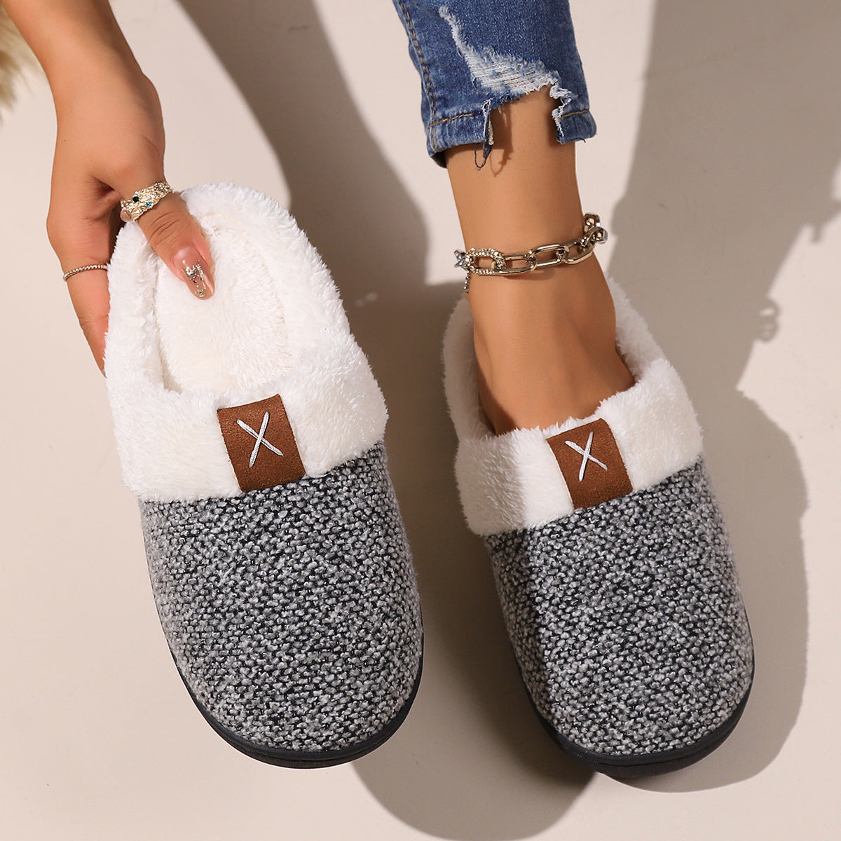 Pantuflas de peluche de invierno, moda, suela gruesa, cálidas, para mujer y hombre, zapatillas de casa para interior y dormitorio