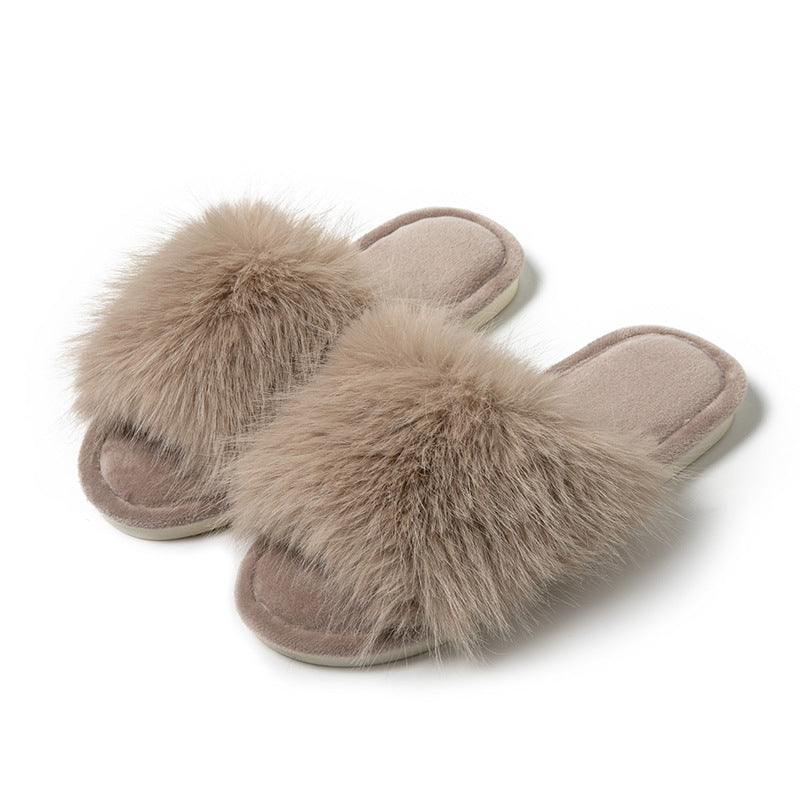 Pantuflas abiertas de algodón para mujer, afelpadas para casa