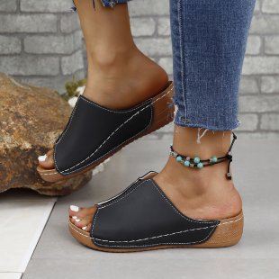 Sandalias de mujer Muffin de talla grande con cuña, plataforma y punta abierta