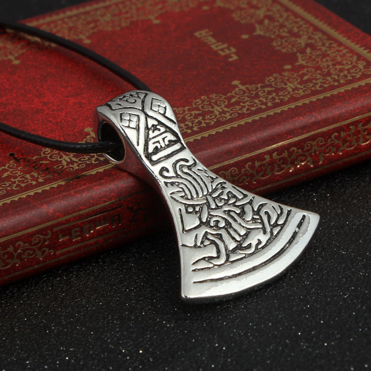 Nordic Viking Warrior Pendant Alloy Axe Necklace