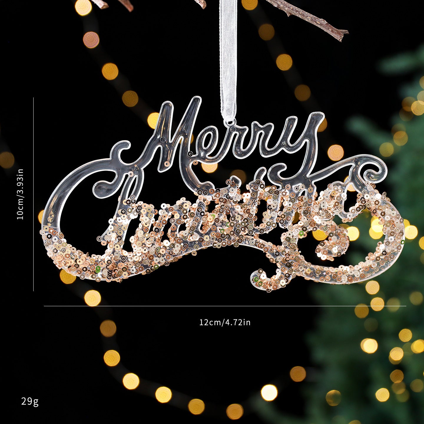 Juldekoration – Paljettbehängt Akrylhänge för Gran, Paket och Inredning