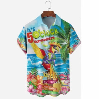 Camisa masculina casual de manga curta, combina com tudo