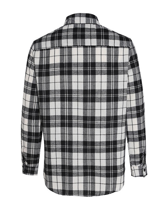 Camisa casual de manga larga a cuadros para hombre joven
