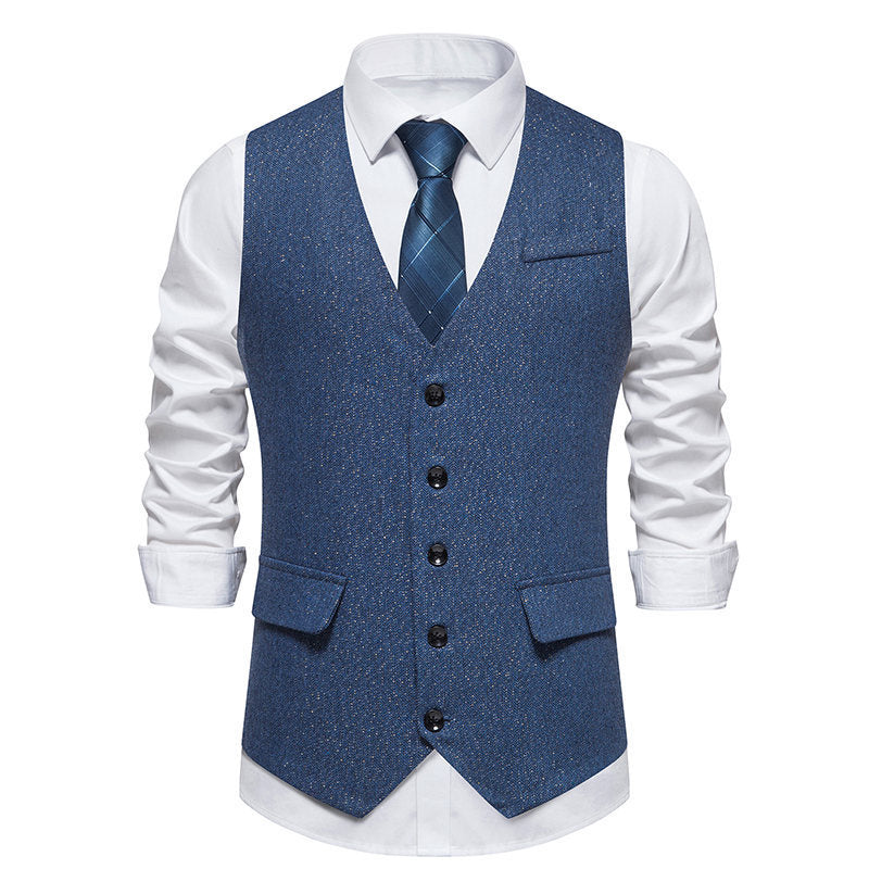Chaleco de traje retro para hombre de botonadura sencilla