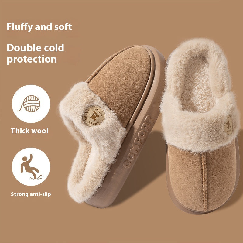 Nuevas pantuflas de felpa para mujer y hombre, cálidas para invierno, para casa, zapatos de interior de forro polar con suela gruesa