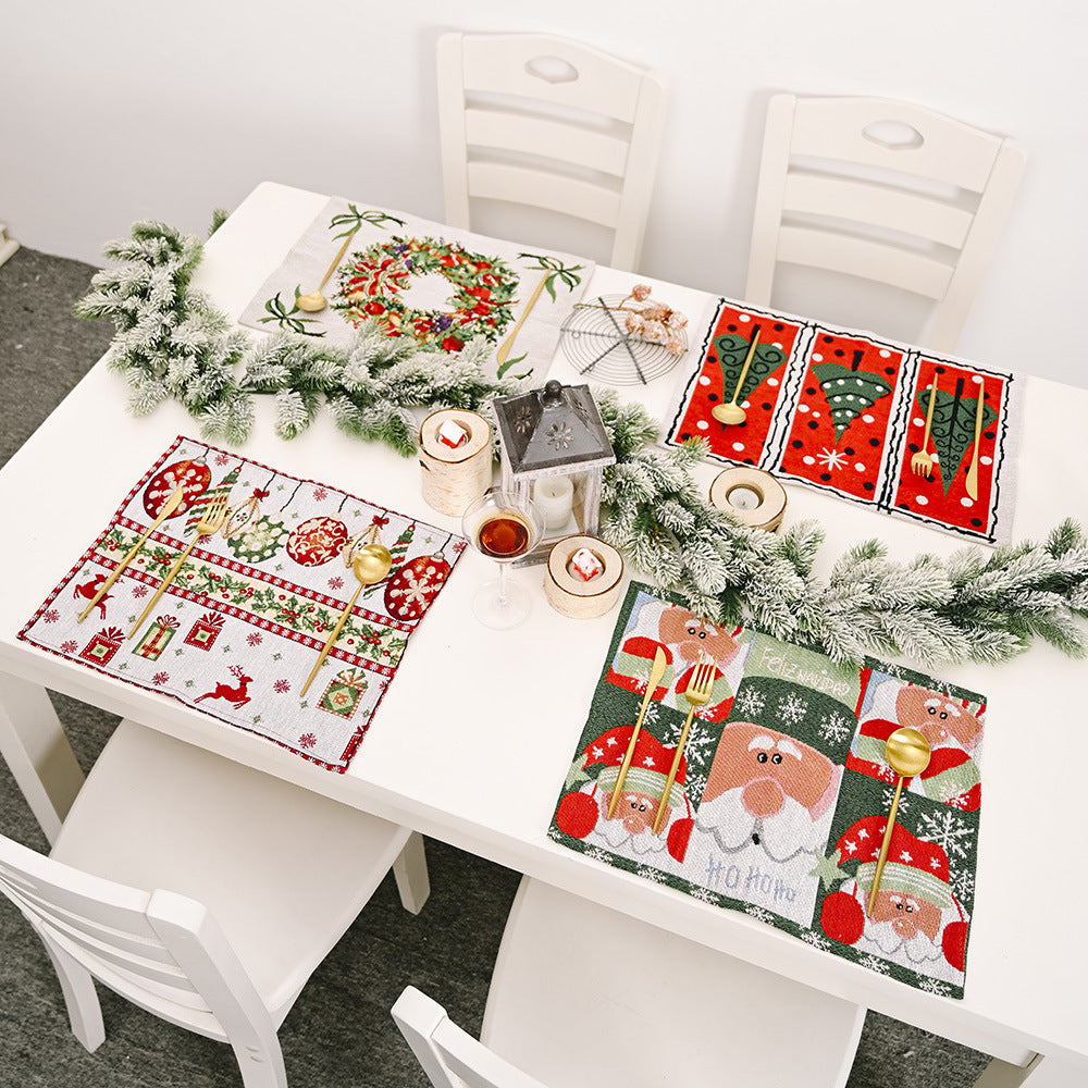 Productos de decoración navideña para el hogar Manteles individuales de tela de punto