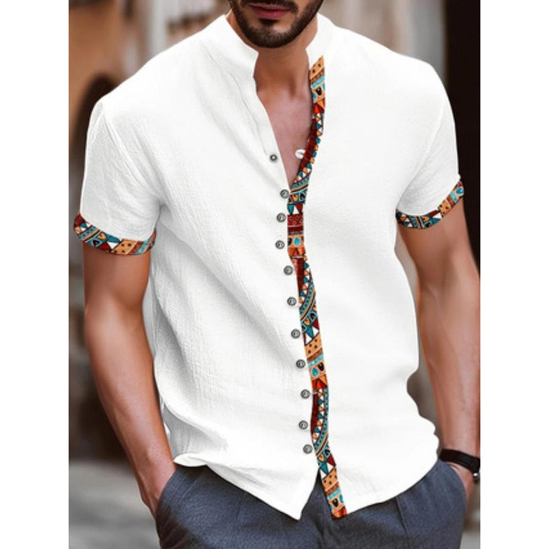 Camisa vintage de manga corta para hombre con estampado