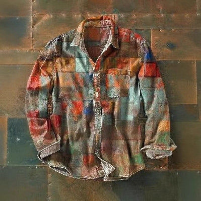 Nueva camisa retro de manga larga para hombre