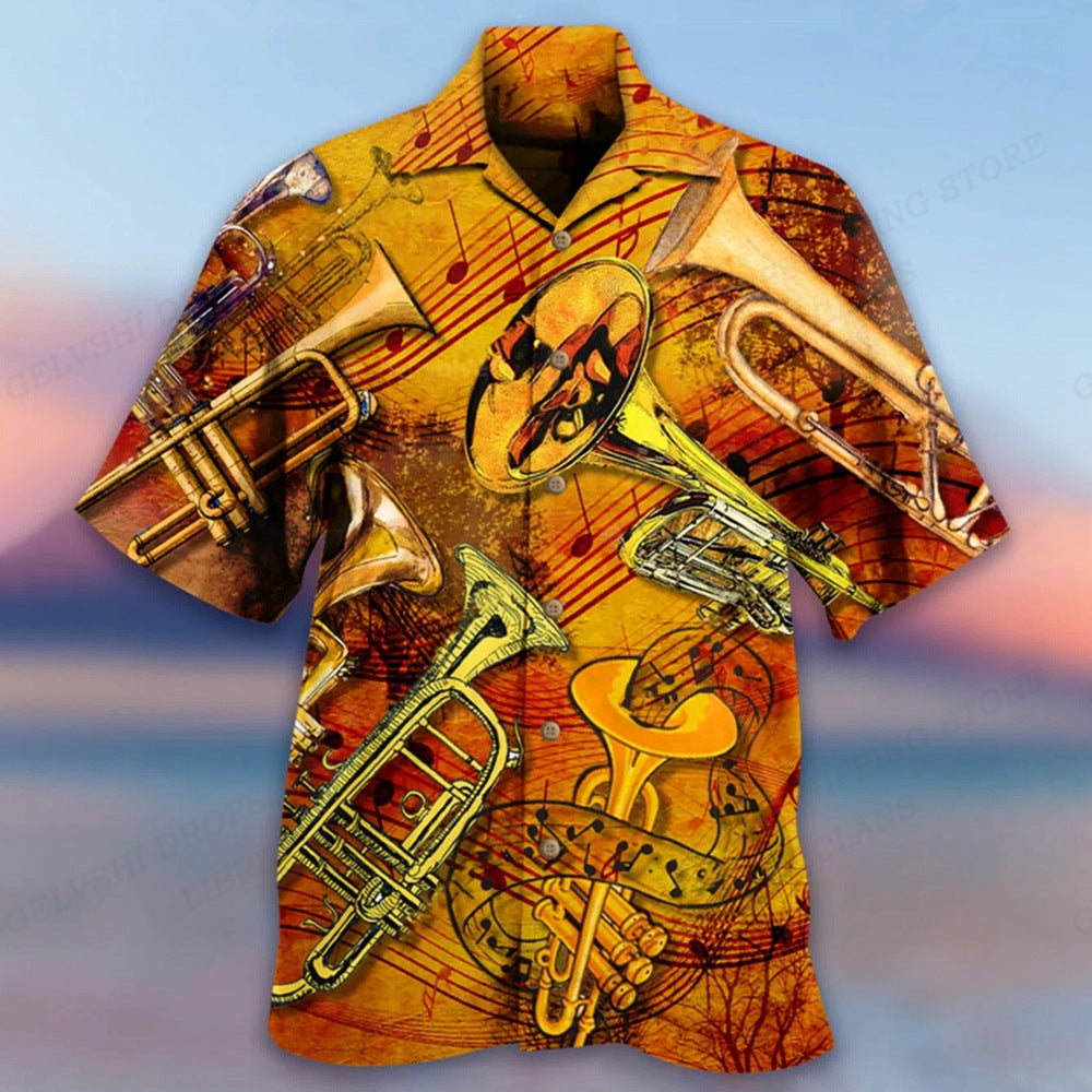 Camisa Casual De Verano Para Hombre Con Estampado De Autobús De Moda