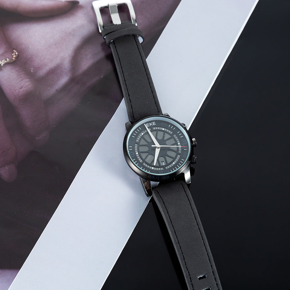 3-delat Herrset i Presentask med Sportig Kalenderklocka