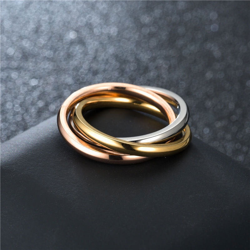 Simple Stainless Steel Three-ring Tricolor Ring Fashion