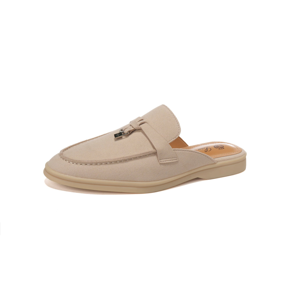 Mocassins en cuir véritable pour femme, pantoufles ouvertes