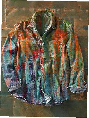 Nueva camisa retro de manga larga para hombre