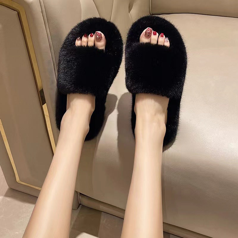 Nuevas pantuflas rizadas para mujer, moda estilo coreano