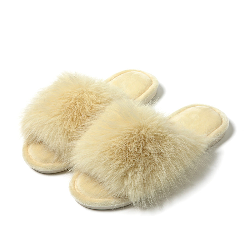 Pantuflas abiertas de algodón para mujer, afelpadas para casa