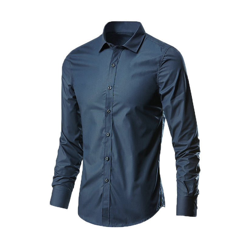 Camisa de traje casual versátil de color liso para hombre