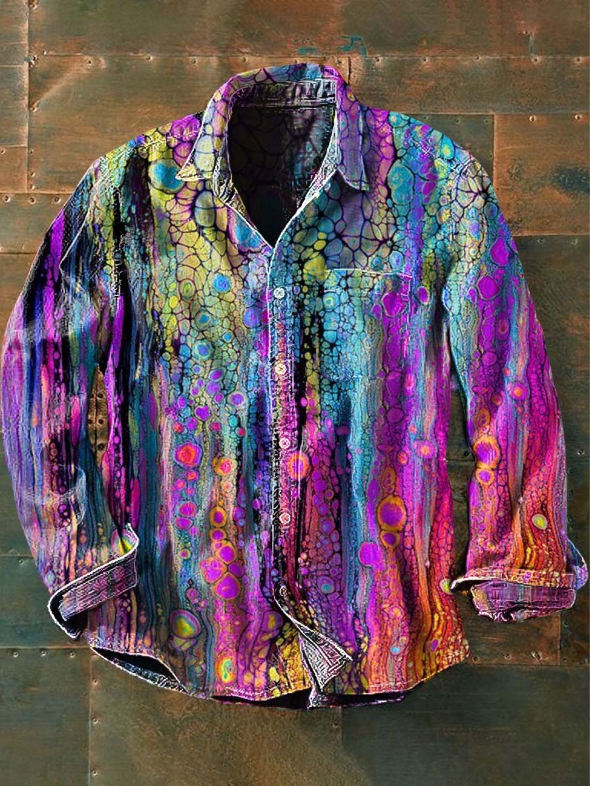 Nueva camisa retro de manga larga para hombre