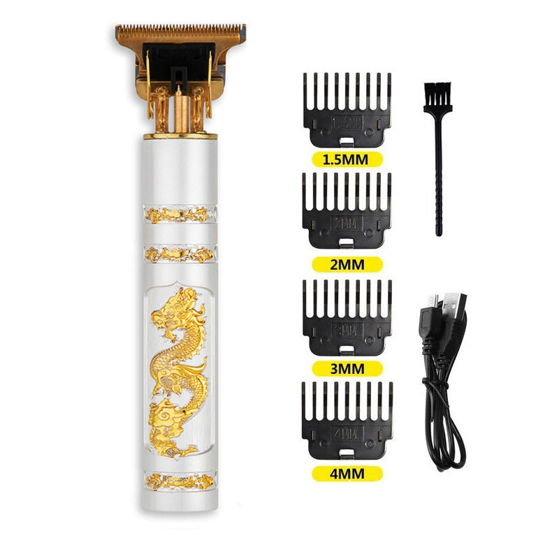 Trim Elektrisk Metall Hårklippningskniv Buddha Huvud Drake Och Phoenix