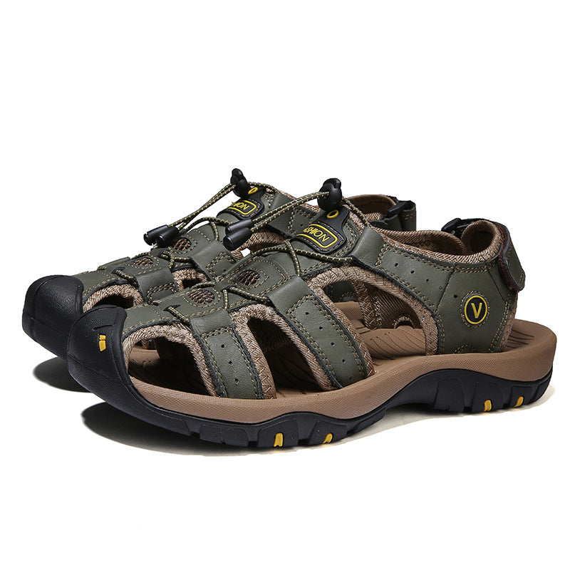Outdoor-Herrensportsandalen aus Leder in großen Größen