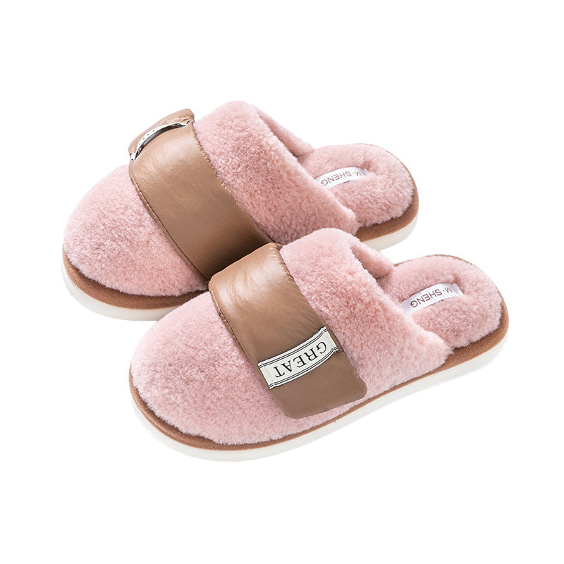 Zapatillas peludas Hook para mujer, otoño/invierno, para casa, con terciopelo, cálidas, para parejas, de algodón