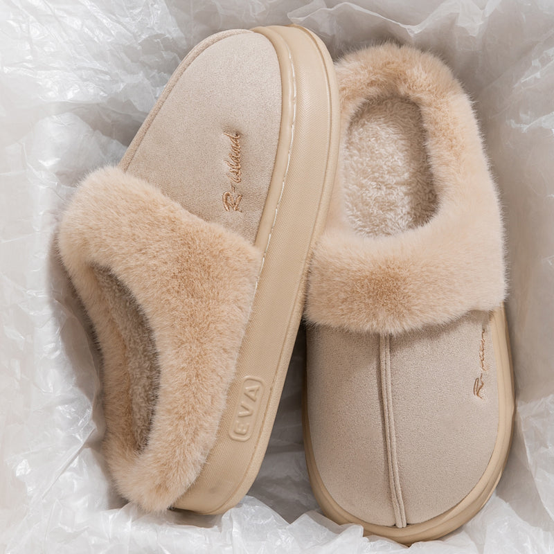 New Winter Cozy Warm Couple-Style Fluffy Slippers for Women and Men, Non-Slip Soft Indoor Slides, Ladies' Home Cotton Shoes