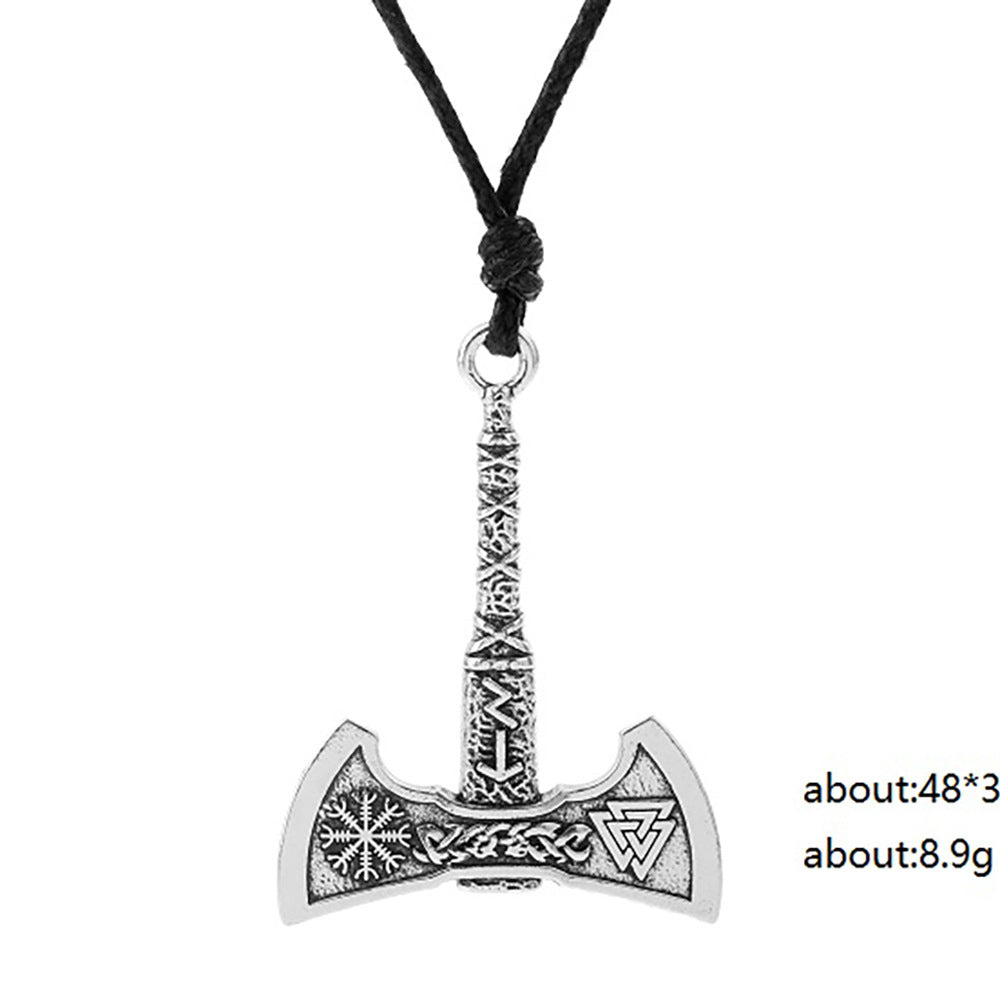 Retro Nordic Viking Odin Symbol Axe Pendant Men's Domineering Necklace