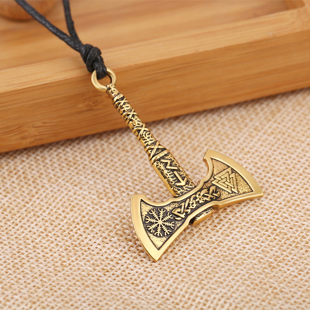 Retro Nordic Viking Odin Symbol Axe Pendant Men's Domineering Necklace