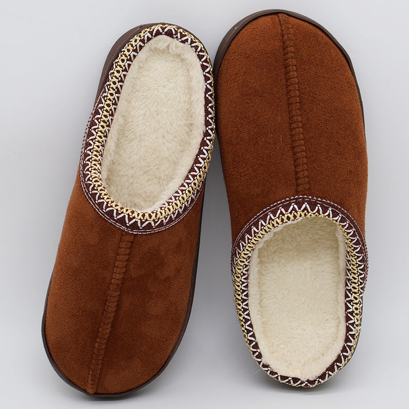 Zapatillas de algodón cálidas para mujer y pareja, de invierno, para interior, con suela gruesa