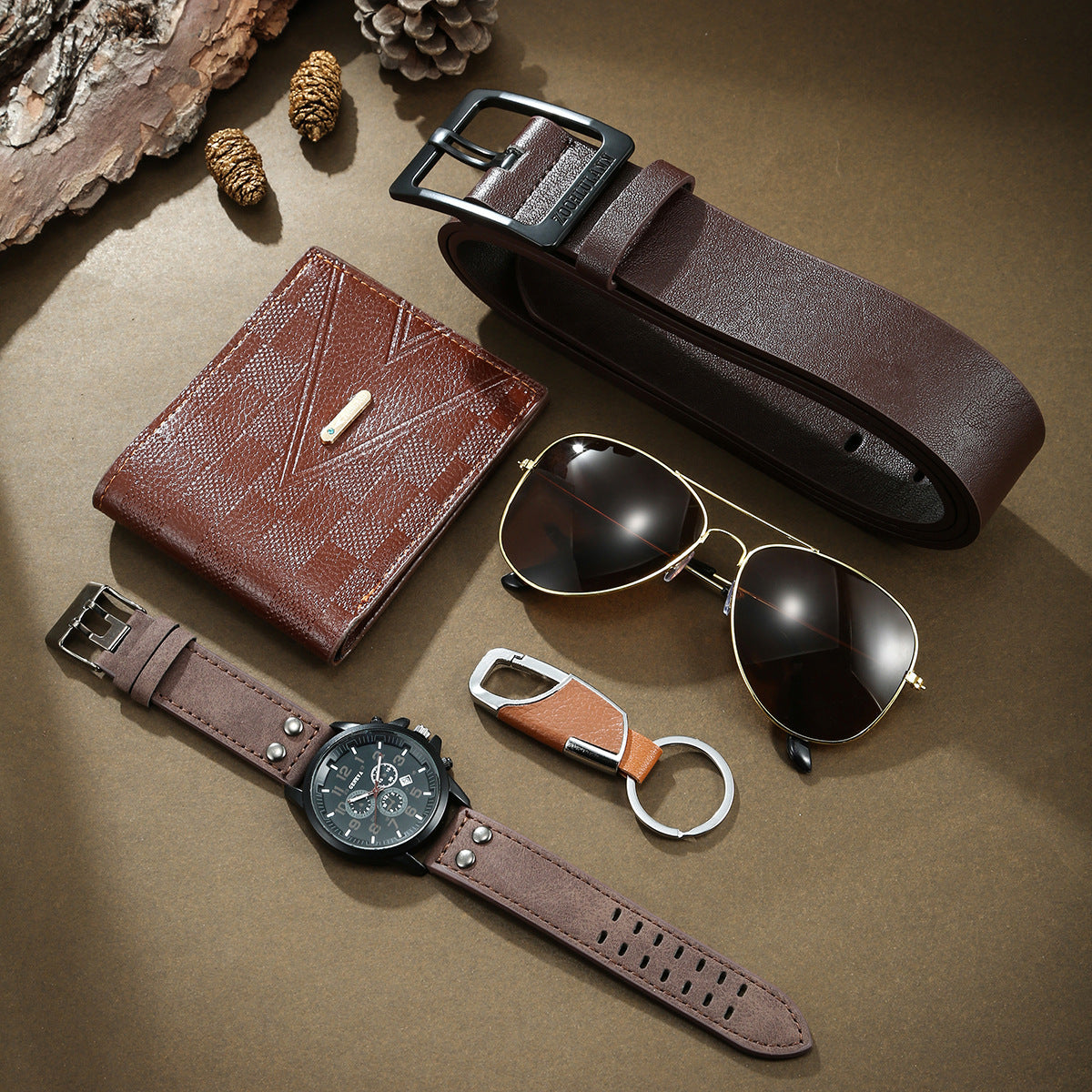 Stilren kvartsdriven herrklocka i presentbox – affärsmässig och modern design