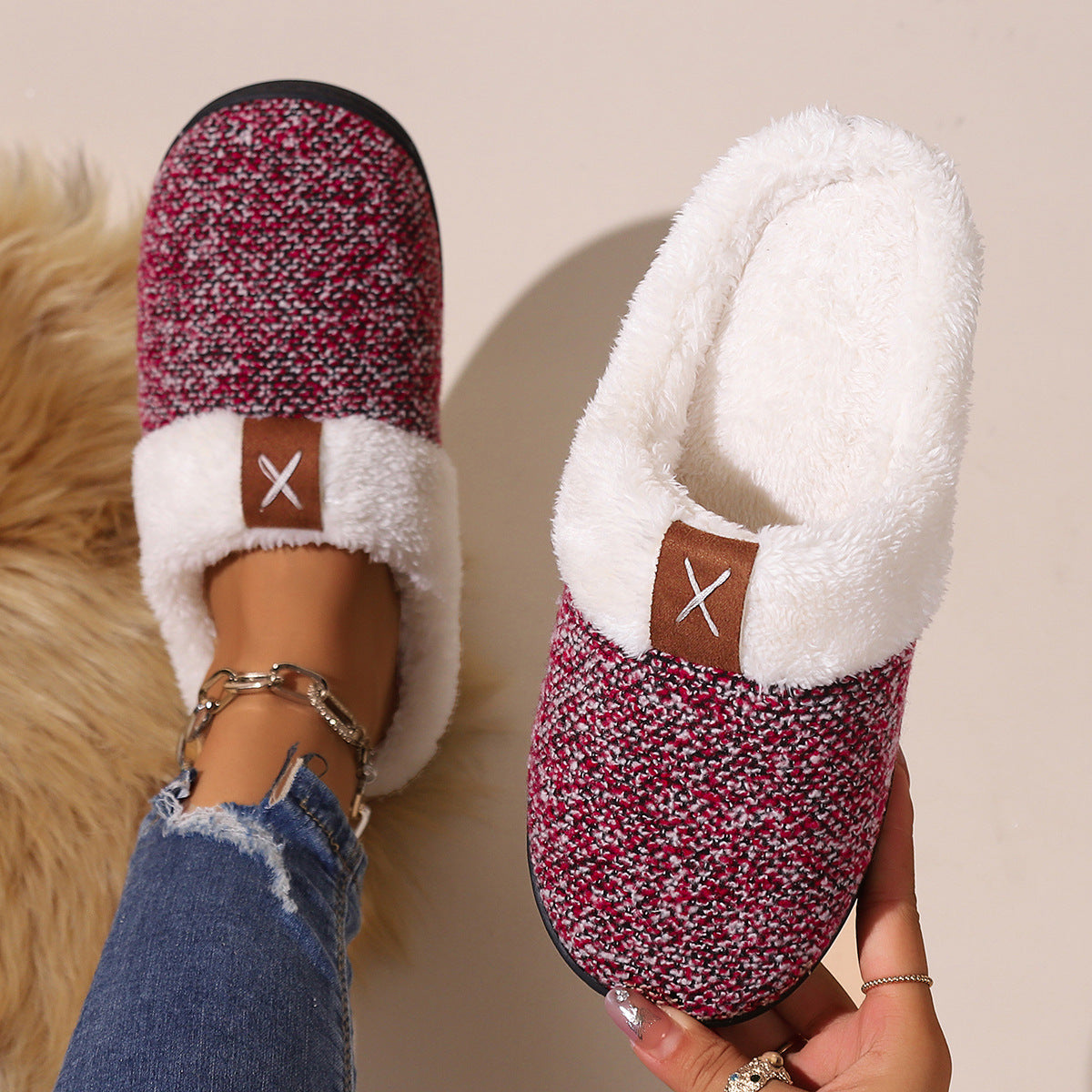 Pantuflas de peluche de invierno, moda, suela gruesa, cálidas, para mujer y hombre, zapatillas de casa para interior y dormitorio
