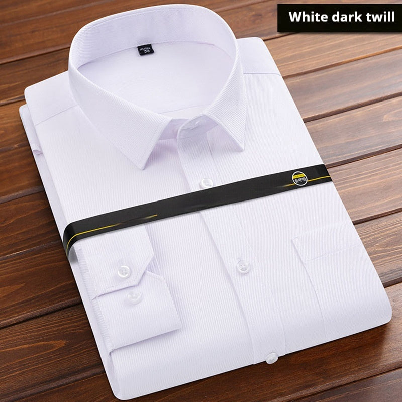 Camisa De Negocios Lisa De Hombre, Holgada Y Sin Planchado