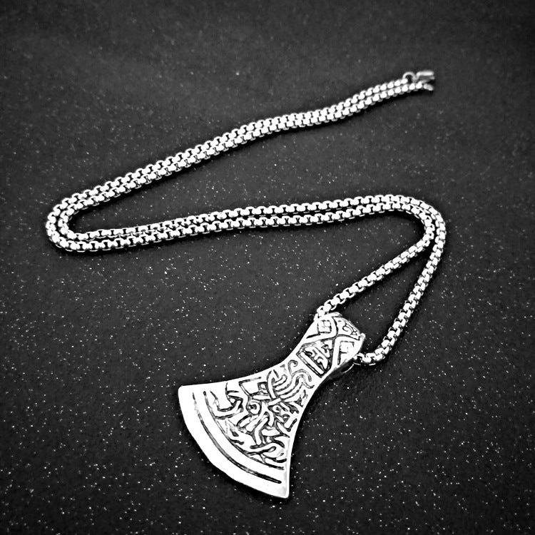 Nordic Viking Warrior Pendant Alloy Axe Necklace