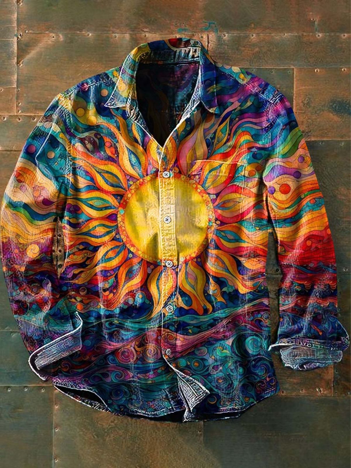 Nueva camisa retro de manga larga para hombre