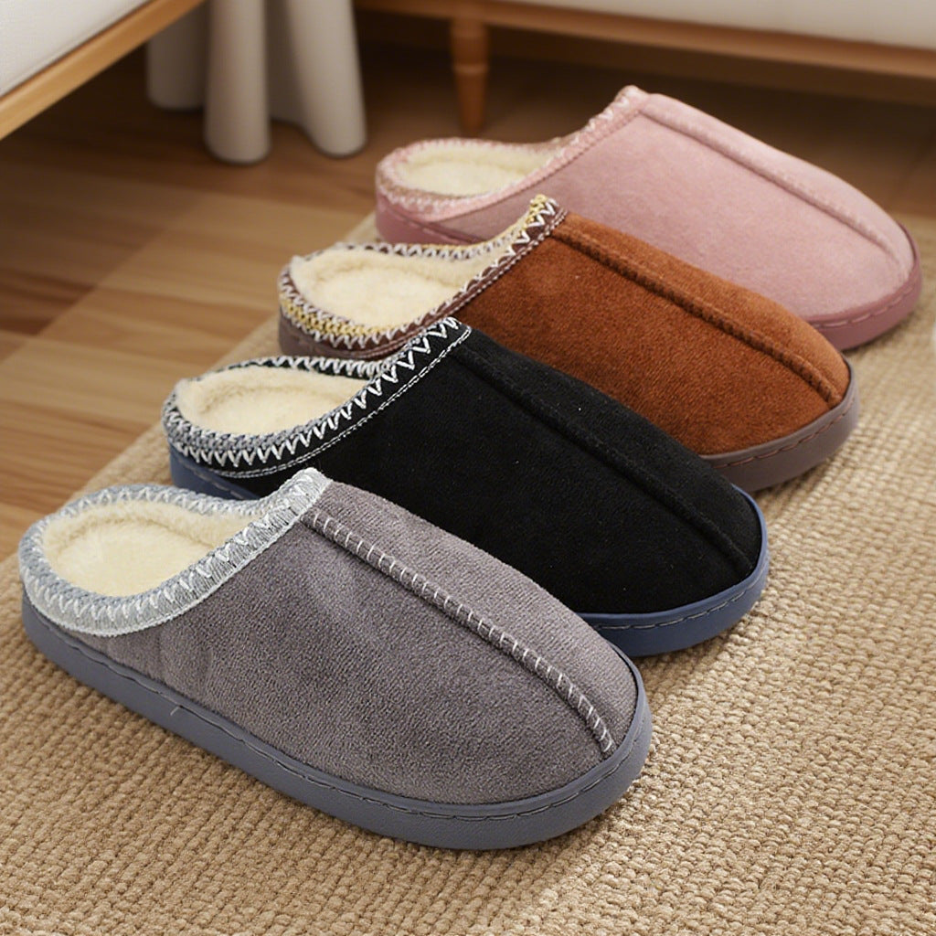 Zapatillas de algodón cálidas para mujer y pareja, de invierno, para interior, con suela gruesa