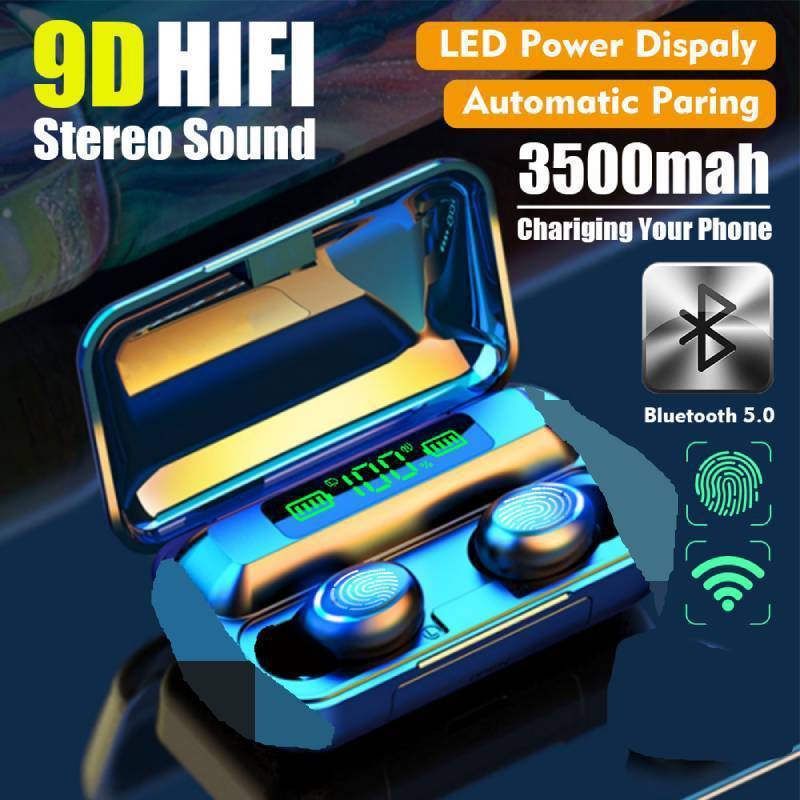 Trådlöst binauralt mini-sportheadset med digital touchskärm och Bluetooth-display